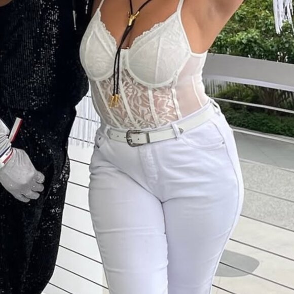 White Corset Body Suit Size M - Picture 3 of 7